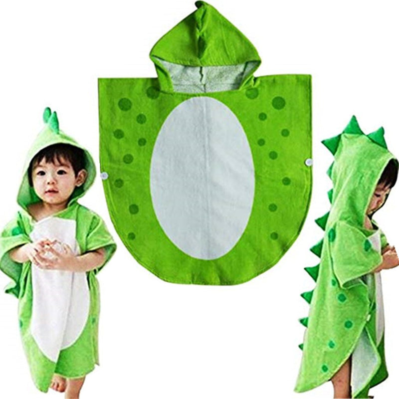 Children Bath Towel Robe Kids Hooded Beach Swimming Poncho Dinosaur Pattern Green S - BeesActive Australia