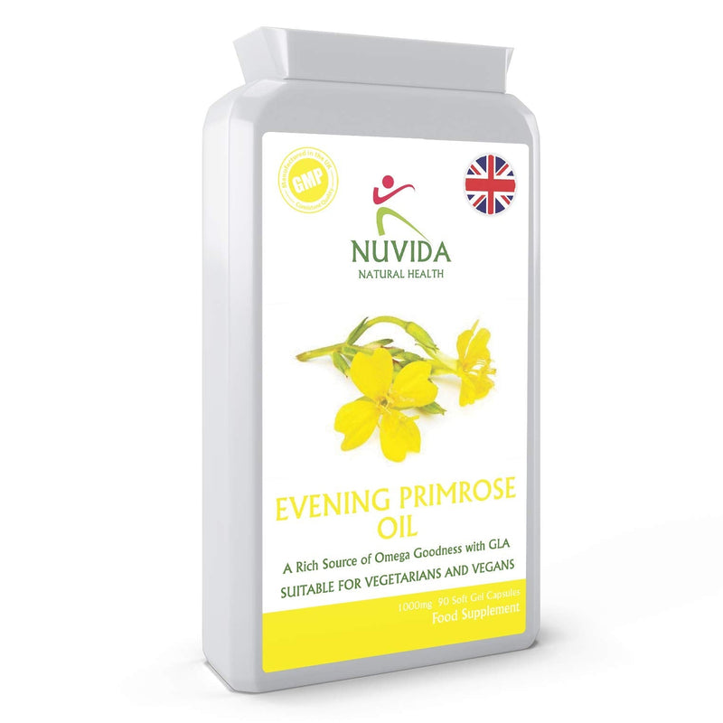 Evening Primrose Oil Capsules 1000mg / 90 Evening Primrose Capsules/Premium GLA Supplement/Vegan and Vegetarian Friendly - BeesActive Australia