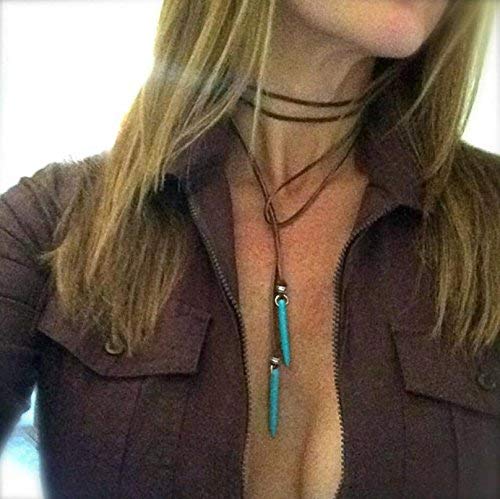 FXmimior Bohemian Long Choker with Turquoise Pendant Sexy Rock Handmade Vintage Necklace Women Accessories - BeesActive Australia