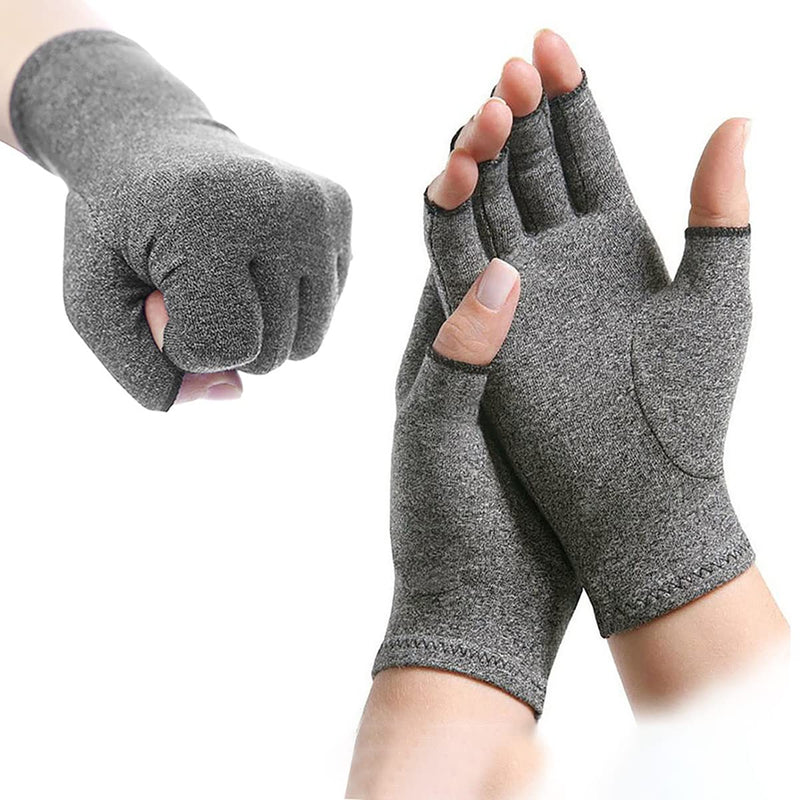 1 Pair Arthritis Compression Gloves for Women Fingerless Relieve Arthritis Symptoms Raynauds Disease Carpal Tunnel (Grey, S) Grey S (Pack of 2) - BeesActive Australia