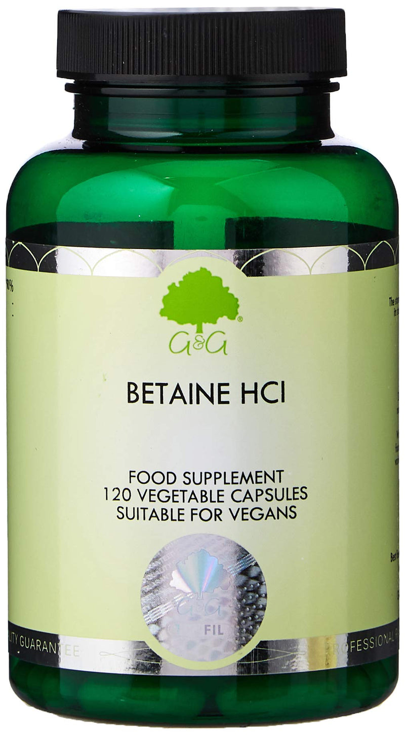 Betaine HCl | 480mg Betaine per Capsules | 120 Vegan Capsules | Betaine Hydrochloride | G&G Vitamins - BeesActive Australia
