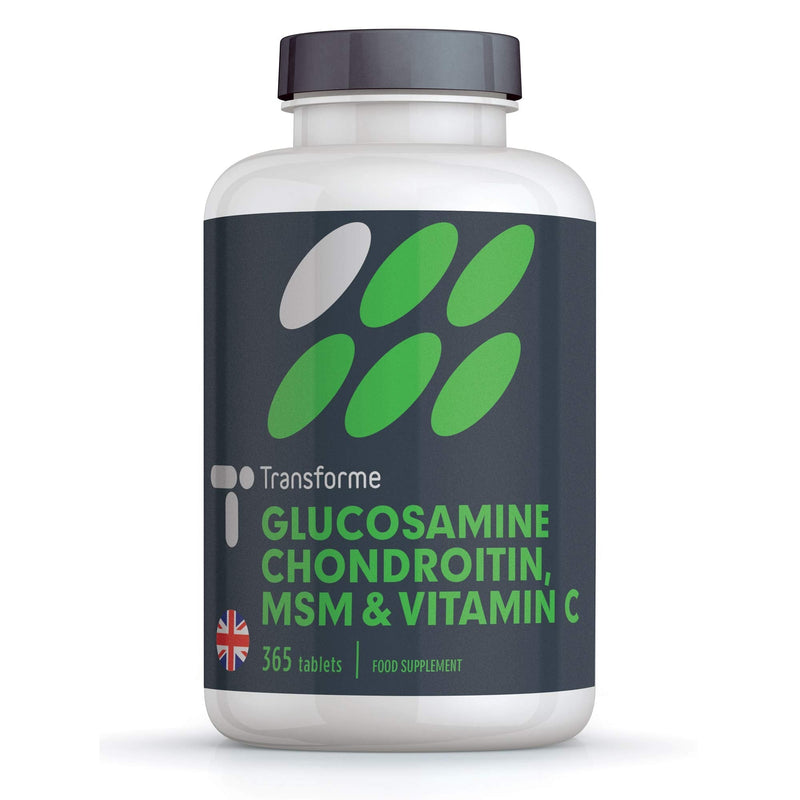 Glucosamine Chondroitin MSM Vitamin C Tablets, High Strength Complex, 365 Tablets Up to 1 Year Supply, Easy to Swallow, Gluten Free, by Transforme - BeesActive Australia