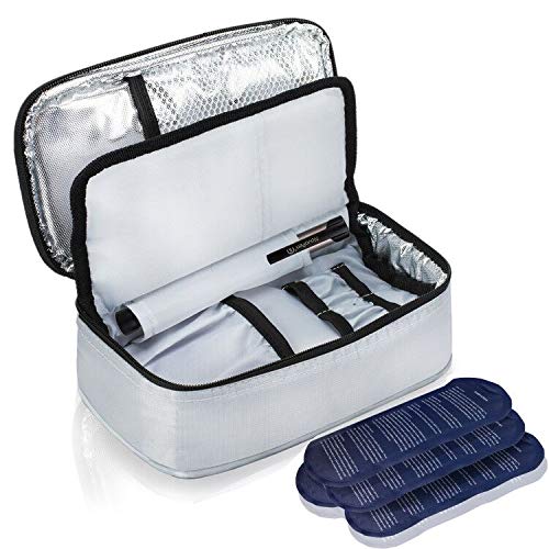 ALLCAMP Large Insulin Cool Bag Diabetic Organizer Portable Medical Travel Cooler Case+ 4 Ice Packs Gray - BeesActive Australia