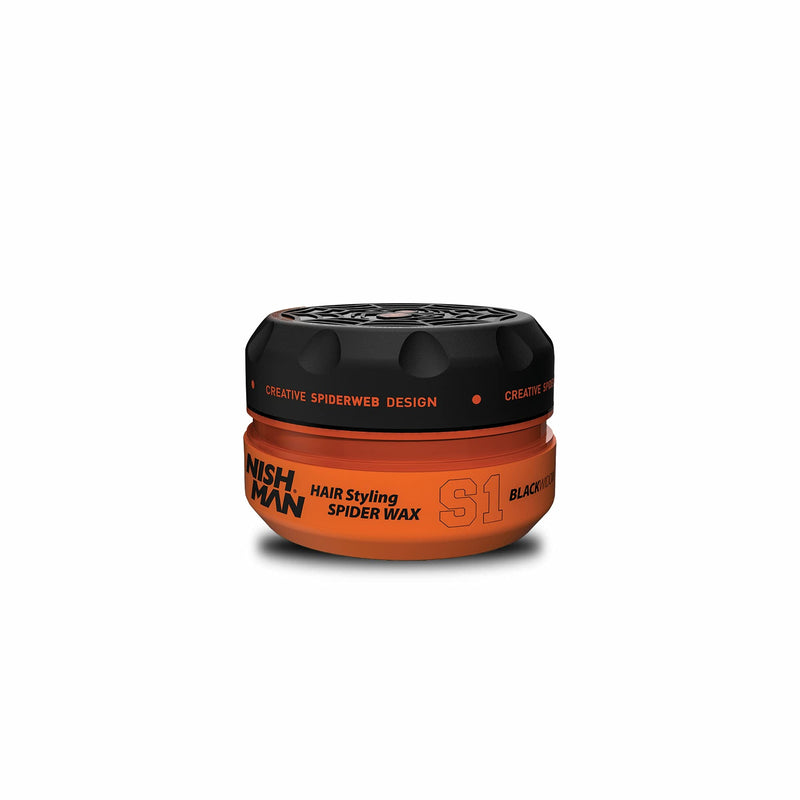 Nish Man Spider S1 Black Widow Wax Series Water Based Men’s Hair Styling Natural Shine Ultra Strong Hold Nishman Wax 150 ml (S1 Black Widow) - BeesActive Australia