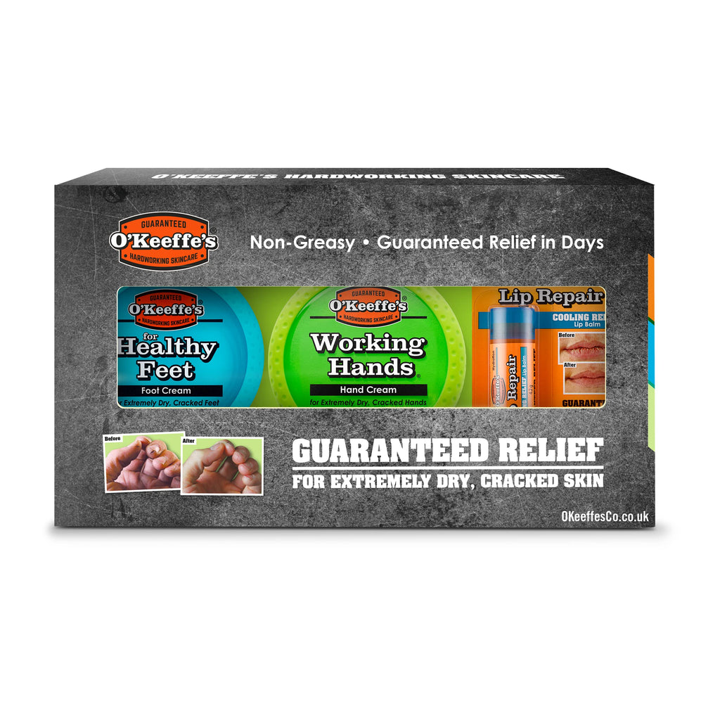 O’Keeffe’s Skincare Giftpack - Working Hands 96g, Healthy Feet 91g and Lip Repair 4.2g - BeesActive Australia