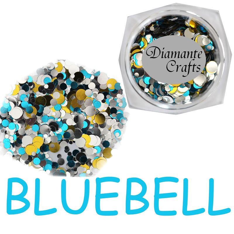 Circles Glitter - Mixed Metallic Chunky - Festival Makeup Face Nail - 175 Cols (Bluebell - K070.12) Bluebell - K070.12 - BeesActive Australia