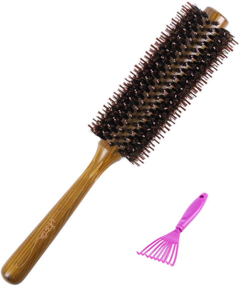 Boar Bristle Hairbrush Vista Round Hair Brush Wooden Handle Anti Static Hairbrush for Hair Styling, Drying, Curling - BeesActive Australia