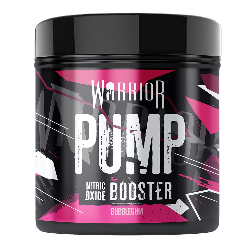 Warrior Supplements Pump Pre Workout Extreme Nitric Oxide Booster Powder, Bubblegum, 225 gram - BeesActive Australia