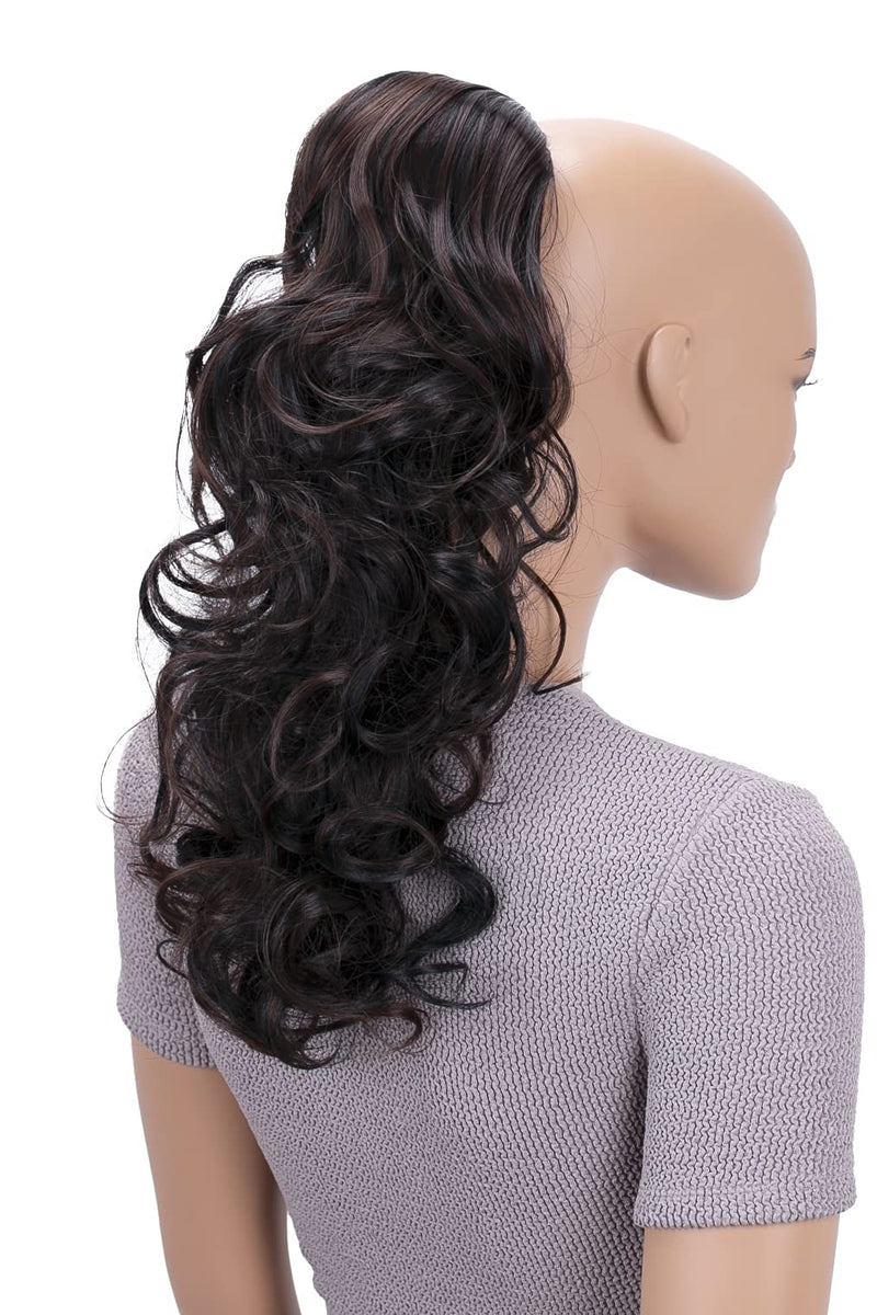 PRETTYSHOP 18" Hairpiece Ponytail Extensions Voluminous Wavy Black Dark Brown Mix PH34 black dark brown mix #1H6A PH34 - BeesActive Australia