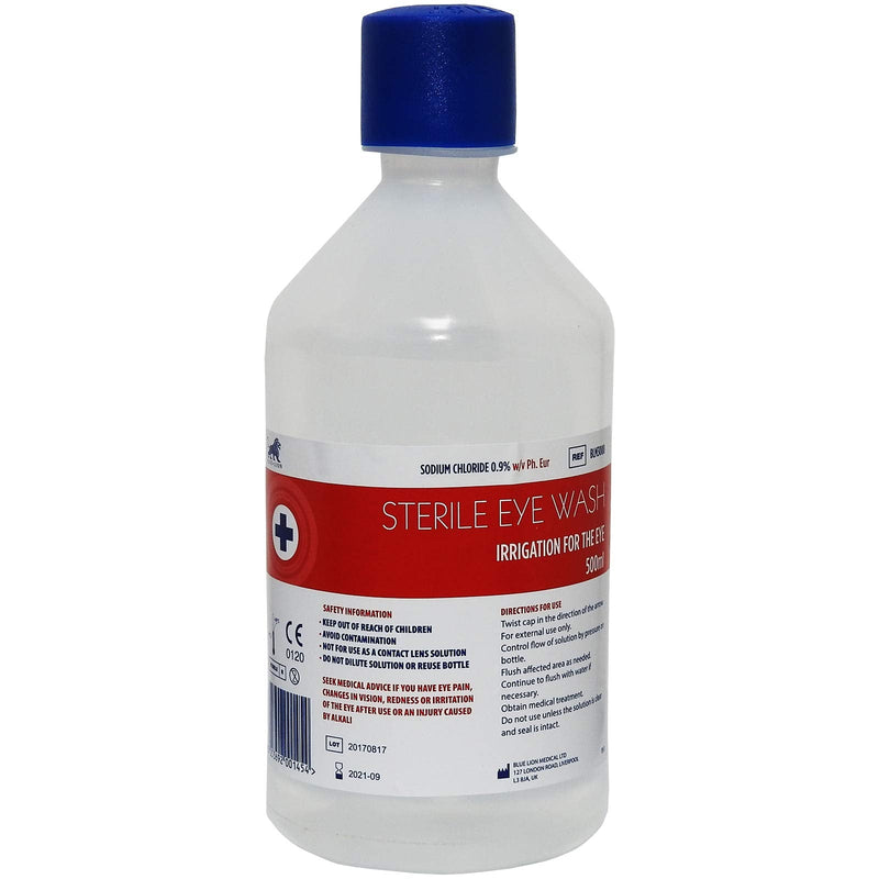 500ml Blue Lion Sterile Saline Eye Wash Cleaning Cleansing Solution Bottle - (1 Bottle x 500ml) 1 Bottle - BeesActive Australia