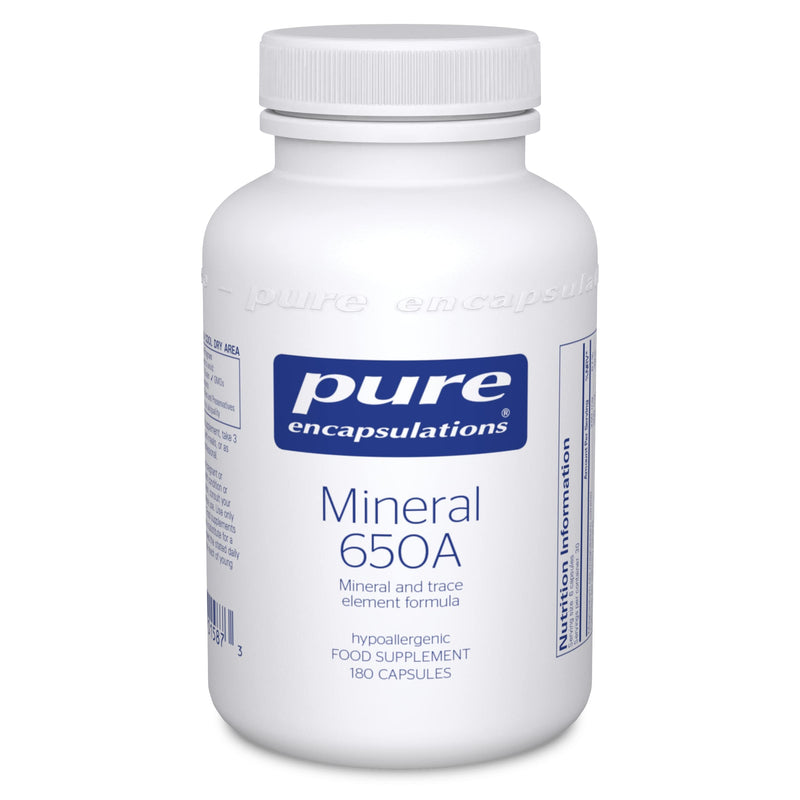 Pure Encapsulations - Mineral 650A - Hypoallergenic Mineral and Trace Element Formula - 180 Capsules - BeesActive Australia
