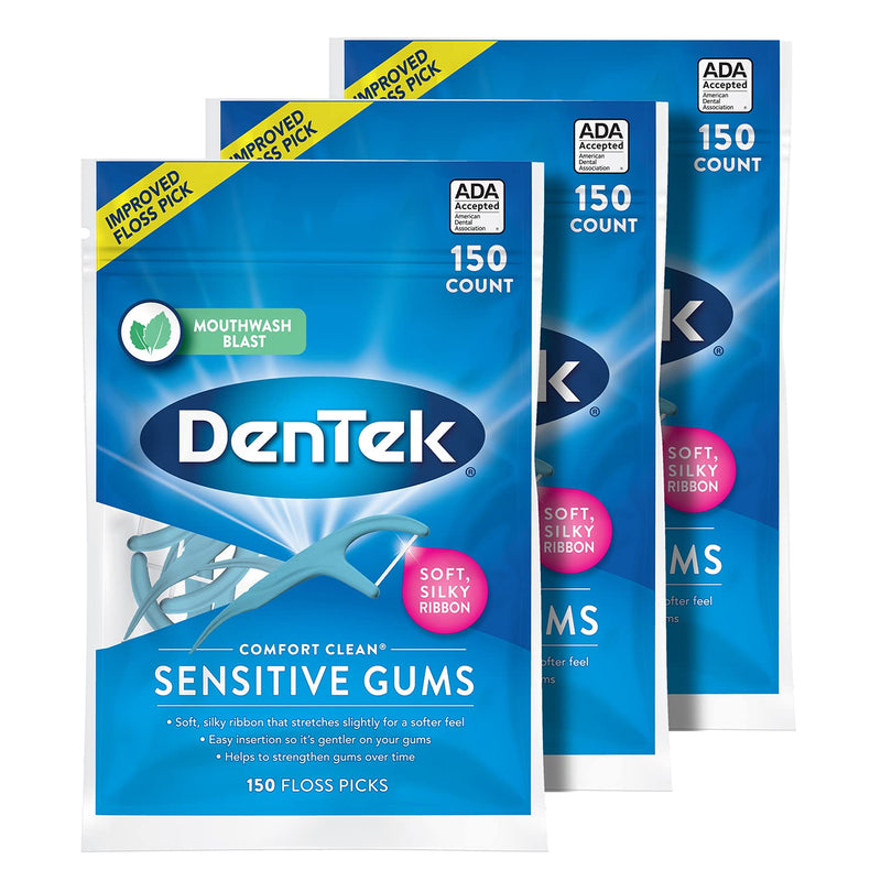 DenTek Comfort Clean Floss Picks | Silky Comfort Floss | 150 Count | 3 Pack | Packaging May Vary 150 Count (Pack of 3) - BeesActive Australia