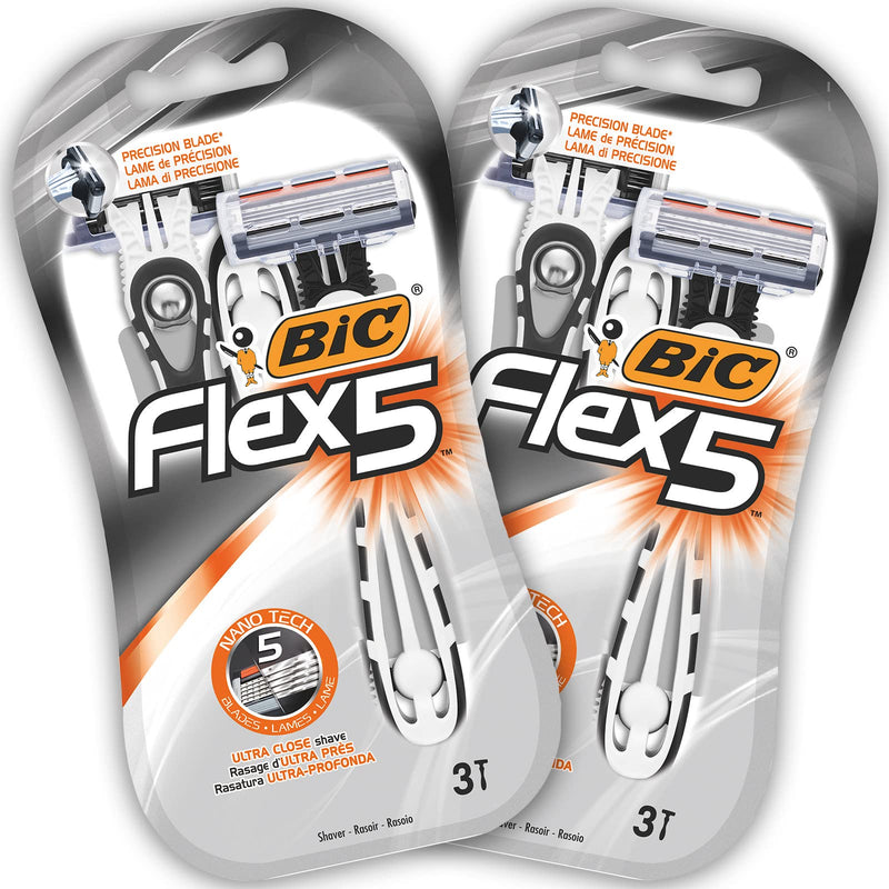 BIC Flex 5, Men's 5-Blade Razors with Moveable Blades for a Close Shave, Solid Control, Pack of 6 - BeesActive Australia