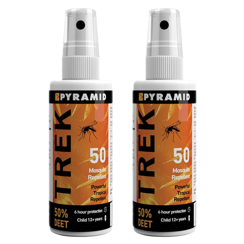 Pyramid Trek 50. Maximum strength DEET Insect/Mosquito Repellent DEET Spray (60ml, 2 Bottles) - BeesActive Australia