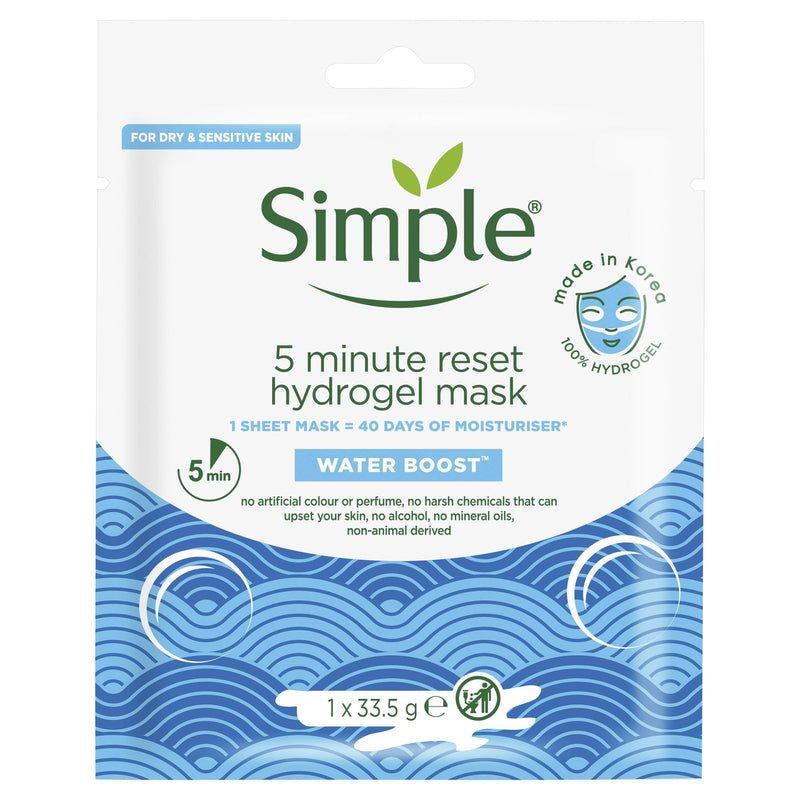 Simple Face Mask, Water Boost, 5-Minute Reset Hydrogel Korean Face Mask, Sheet Mask (Pack of 4) color_424 - BeesActive Australia