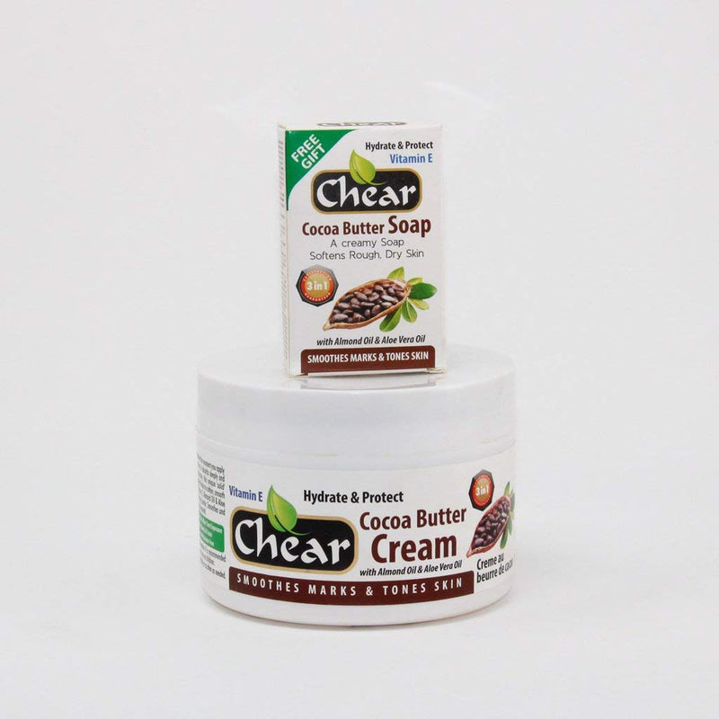Chear Cocoa Butter 3in1 Cream 500ml with 80g Cocoabutter Soap - Solid Formula - Smoothes marks & tones skin - BeesActive Australia