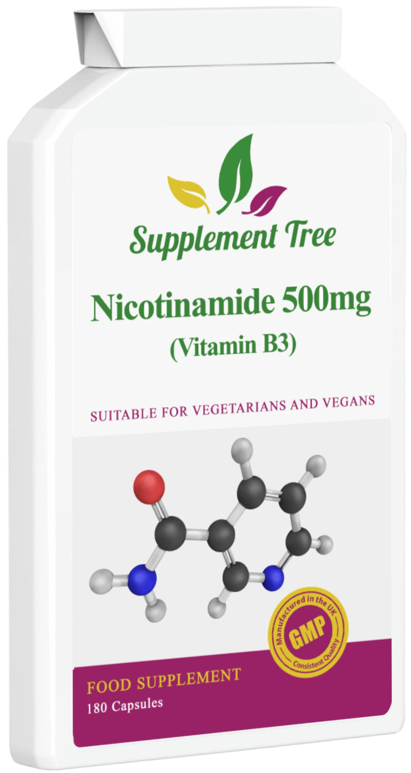 Vitamin B3 Nicotinamide 500mg 180 Capsules | Flush Free Niacinamide | UK Manufactured | Suitable for Vegans & Vegetarians - BeesActive Australia