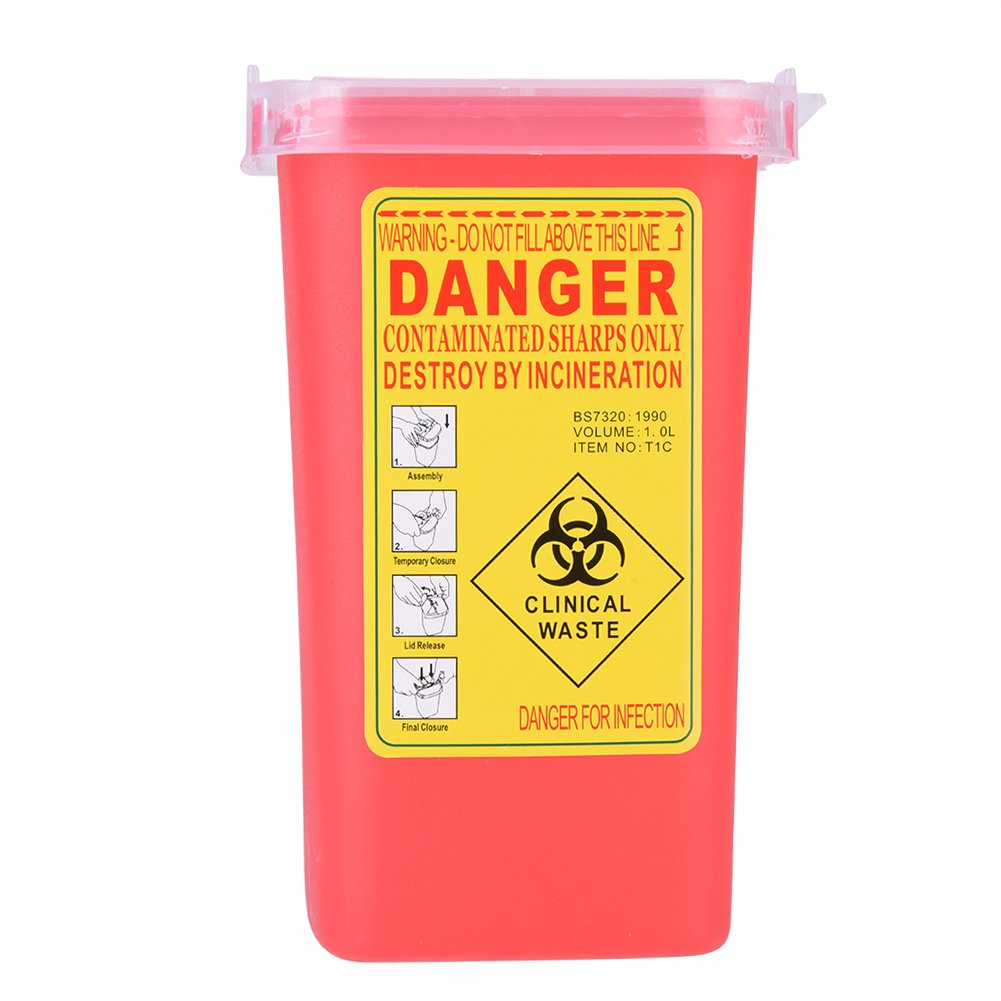 Sharps Bin Nikou Biohazard Needle,Tattoo Medical Plastic Sharps Container, Waste Box 1 Litre (Color : Red) - BeesActive Australia