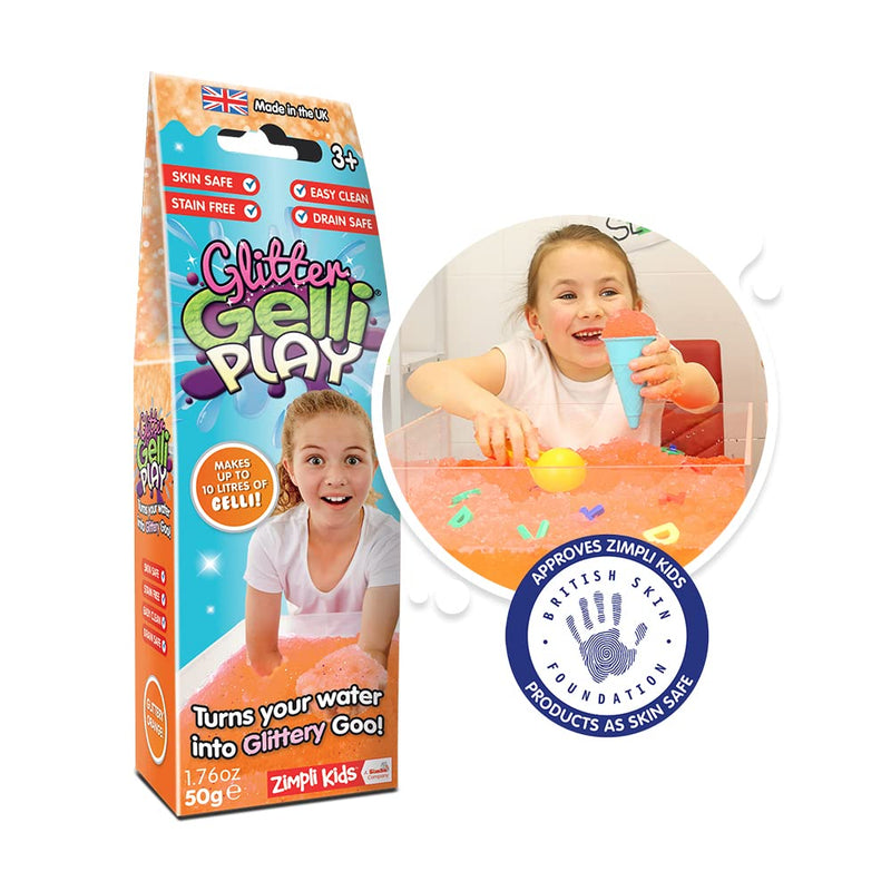Zimpli Kids 5914 Turn water into colourful goo Glitter Gelli Play, Single, Orange, 1 Pack - BeesActive Australia