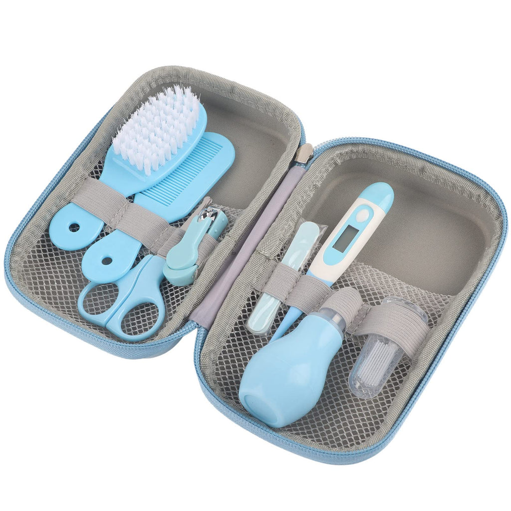 Fdit 8 in 1 Baby Grooming Kit Infant Manicure Care Set Baby Manicure Set Including Nail Clipper Safety Scissors Hair Brush Nail File(Blue) Blue - BeesActive Australia