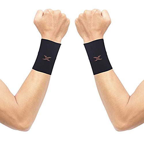 Thx4COPPER Compression Wrist Sleeve-Copper Infused Wrist Support for Men &Women-Improve Circulation and Recovery 1 Pair,Black,M Black M (Pack of 2) - BeesActive Australia