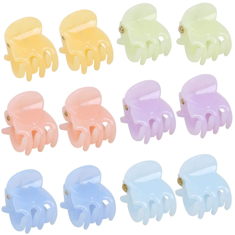 TRIXES Set of 12 Hair Claws – Miniature Styling Grips Pin Clamps – 6 Assorted Pastel Colours - BeesActive Australia