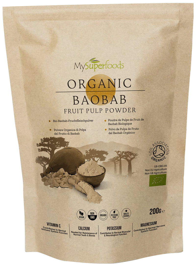 MySuperfoods Organic Baobab Powder 200g, Natural Source of Potassium 200 g (Pack of 1) - BeesActive Australia