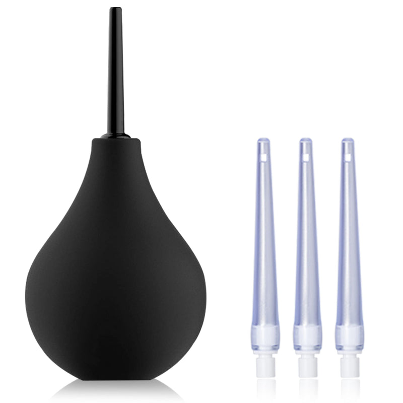 TopQuaFocus 8oz Enema Bulb Kit Clean Anal Douche for Men Women with 4 Replaceable Nozzles 224ml-black - BeesActive Australia