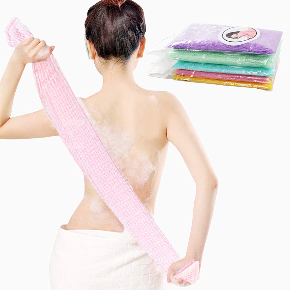 5 PCS Multicolour Nylon Japanese Exfoliating Shower Scrub Bath Wash Cloth Towel Body Shower Cleaning Sponges - BeesActive Australia