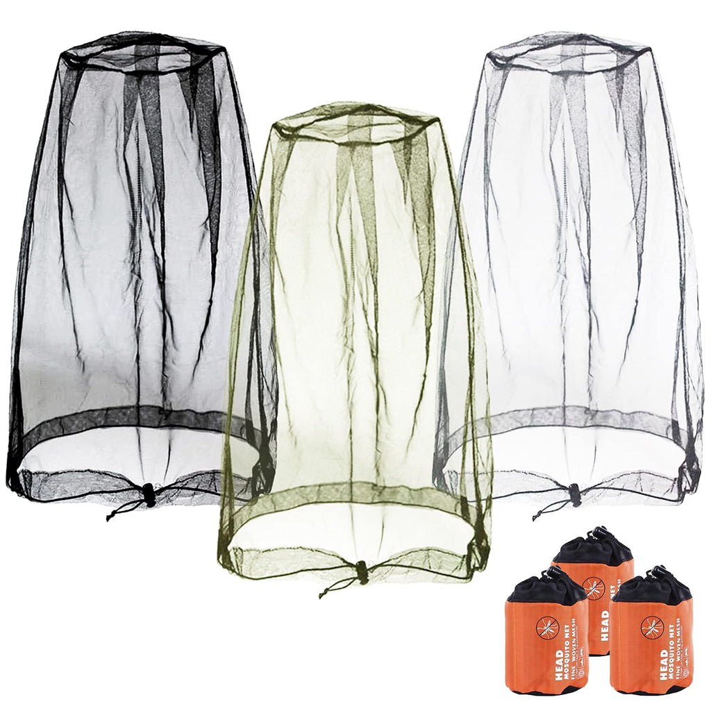 GCOA 3 Pack Head Net Mesh, Face Mesh Mask Cover for Outdoor Lovers Protect from Mosquito Insect Bug Bee Gnats + Free Carry Bags - BeesActive Australia