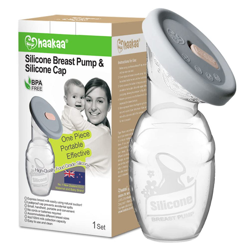 haakaa Manual Breast Pump Breast Milk Collector 4oz/100ml and Cap Set 100ml with Lid - BeesActive Australia