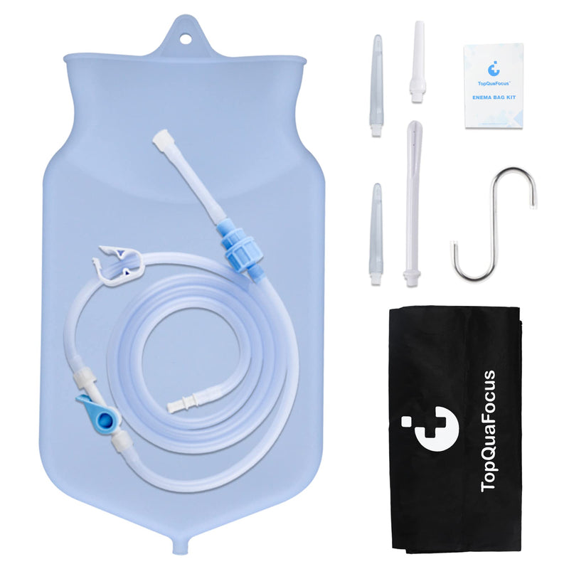 TopQuaFocus 2L Enema Bag Kit for Colon Cleaning Reusable Coffee Enema Bag - 6.5ft Silicone Hose Clear Colon Cleanse Enemas for Women 4 Reusable Tips - BeesActive Australia