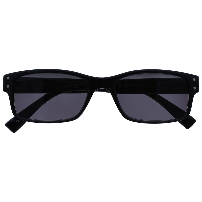 The Reading Glasses Company Mens Large Black Sun Readers UV400 Designer Style Spring Hinges S11-1 +1.00 +1.00 Magnification - BeesActive Australia