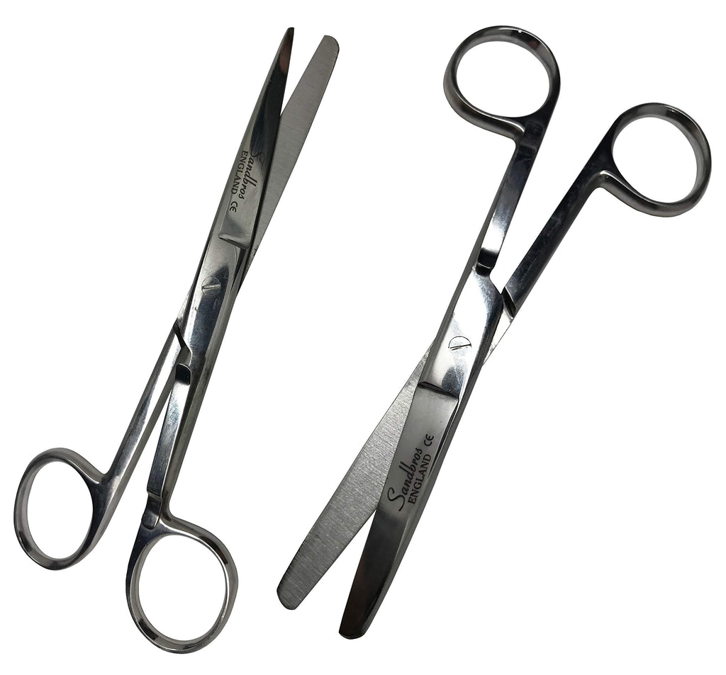 Quality Nursing Blunt/Sharp Dressing Scissors with Pocket Clip Brushed Stainless Steel S132 Autoclavable Code: (S132+S133) - BeesActive Australia