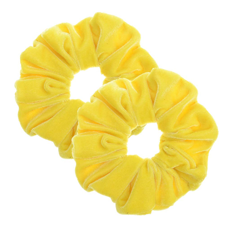 2 Pack Yellow Color Large Velvet Scrunchies for Auldt Women Ponytail Holder Accessories 2 Gold yellow - BeesActive Australia