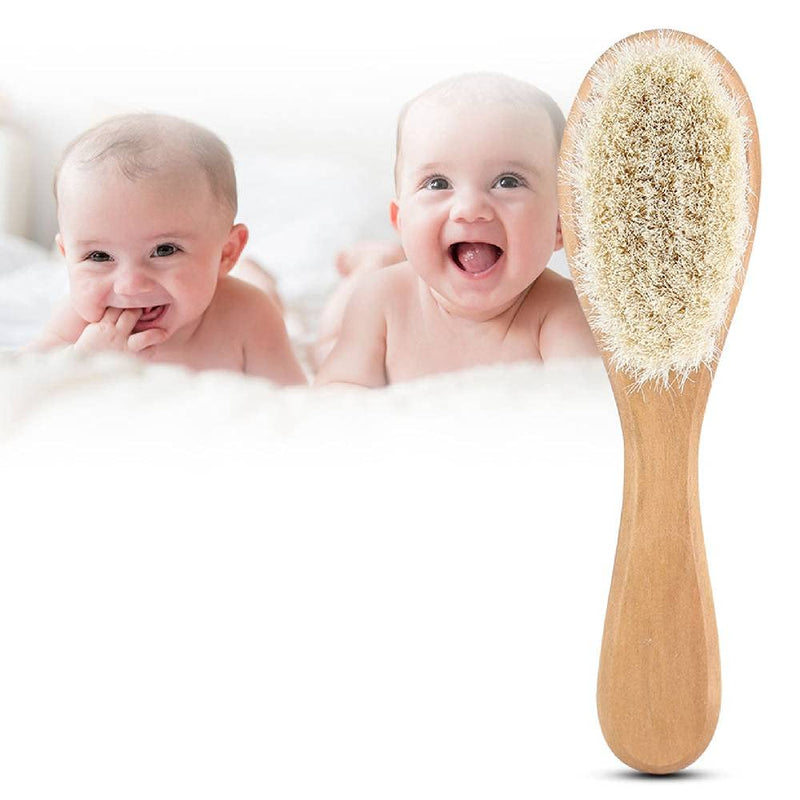 Baby Hair Brush with Wooden Handle Goat Bristles Infant Head Massage Grooming Comb - BeesActive Australia