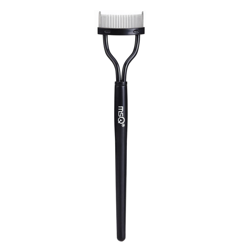 Eyelash Comb Curler Eyebrow Brush MSQ Eyelash Separator Mascara Applicator Eyelash Definer With Comb Cover Arc Designed Cosmetic Brushes Tool Black - BeesActive Australia