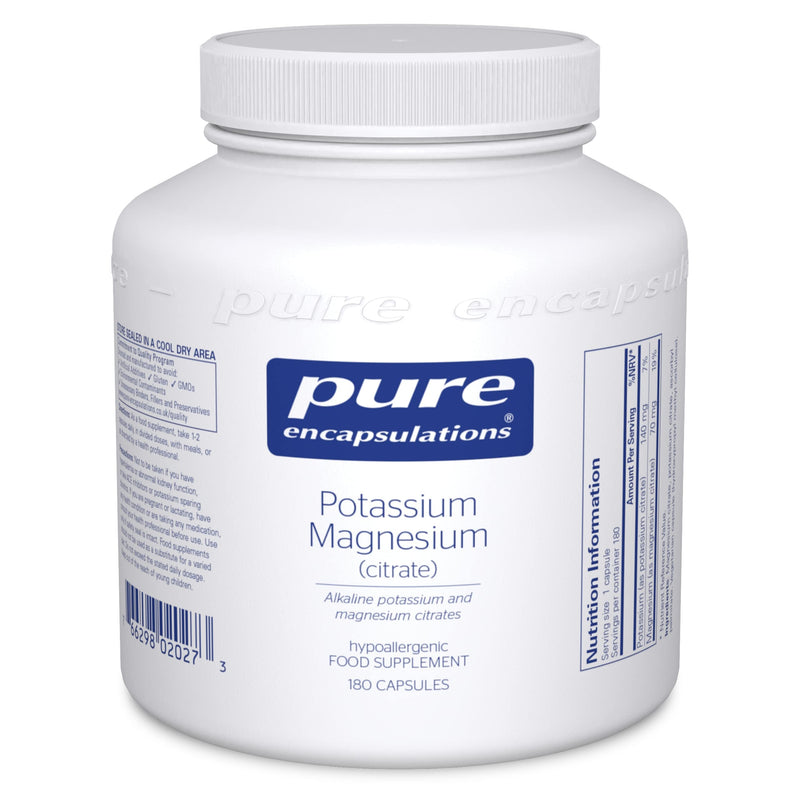 Pure Encapsulations - Potassium Magnesium (Citrate) - Bioavailable Alkaline Potassium and Magnesium Citrates - 180 Vegetarian Capsules - BeesActive Australia