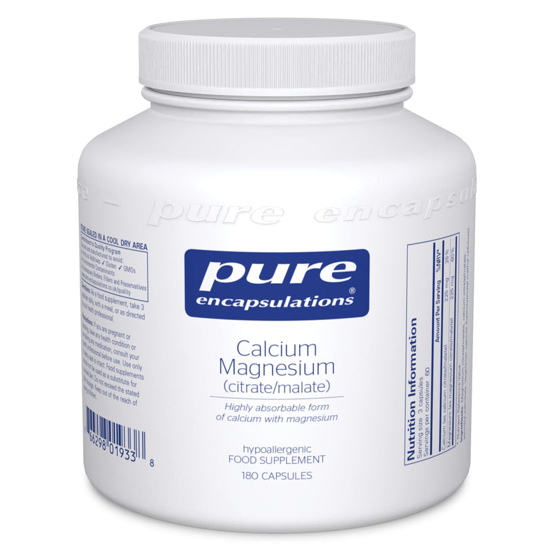 Pure Encapsulations - Calcium Magnesium (Citrate/Malate) - Highly Absorbable Form of Calcium with Magnesium - 180 Capsules - BeesActive Australia