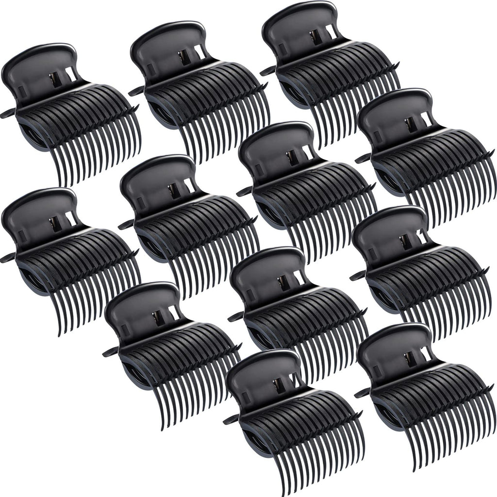 Hot Roller Clips Hair Curler Claw Clips Replacement Roller Clips for Women Girls Hair Section Styling (12 Pieces, Black) - BeesActive Australia