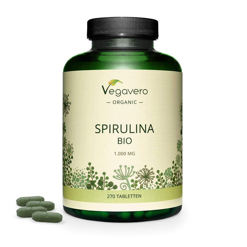 Spirulina Vegavero® | 100% Organic | 1000mg per Tablet | NO Additives | 270 Vegan Tablets | Rich Source of Protein, Vitamins & Minerals - BeesActive Australia