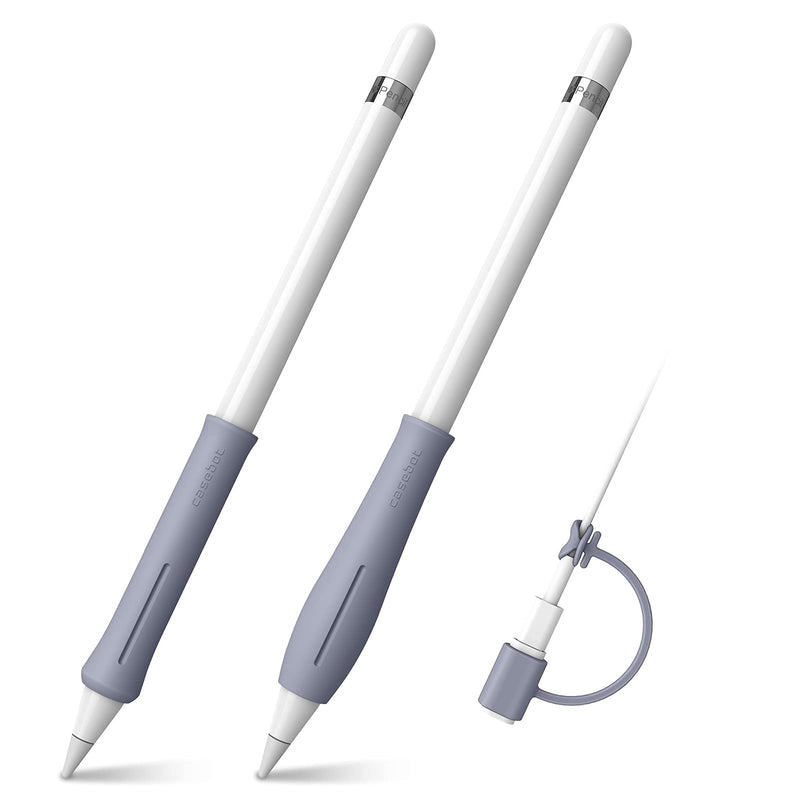 FINTIE 2-Piece Silicone Grip Holder for Pencil 1st 2nd Gen, Protective Skin Sleeve Case Accessories for Pencil 1 2, Lavender Grey *Lavender Grey - BeesActive Australia