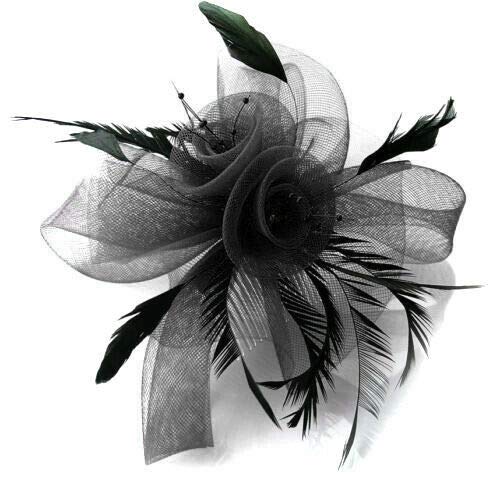 Butterfly Black Feather Wedding Ascot Fascinator on Comb Hat Hair Accessories (Black) - BeesActive Australia