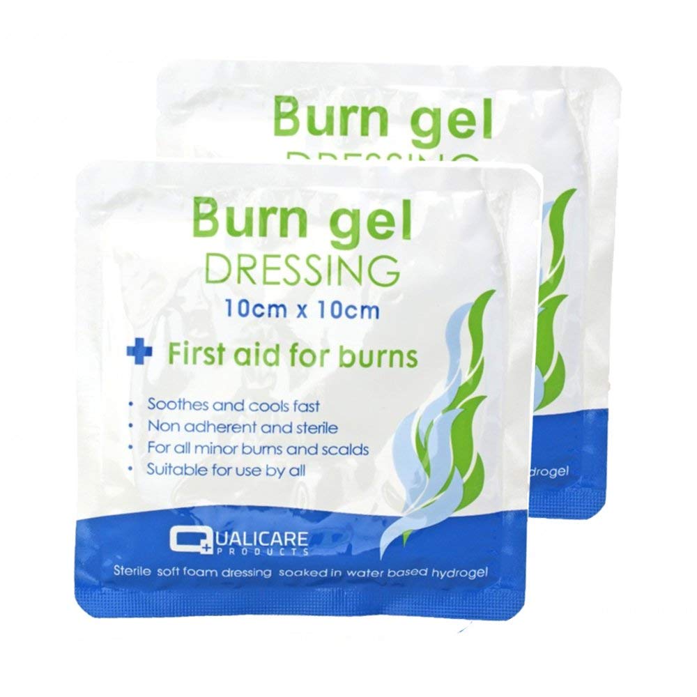 (PACK OF 2) First Aid Burn Gel Dressing 10cm x 10cm Medium Size - Emergency Burncare for Scolds & Burns - BeesActive Australia