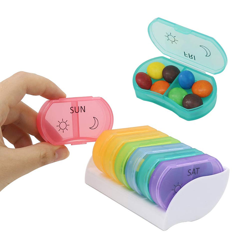 Little Daily Pill Box Case AM PM for 7 Day, Small Pocket Purse Pills Holder, Cute Drug Organiser Container 2 Times a Day - BeesActive Australia