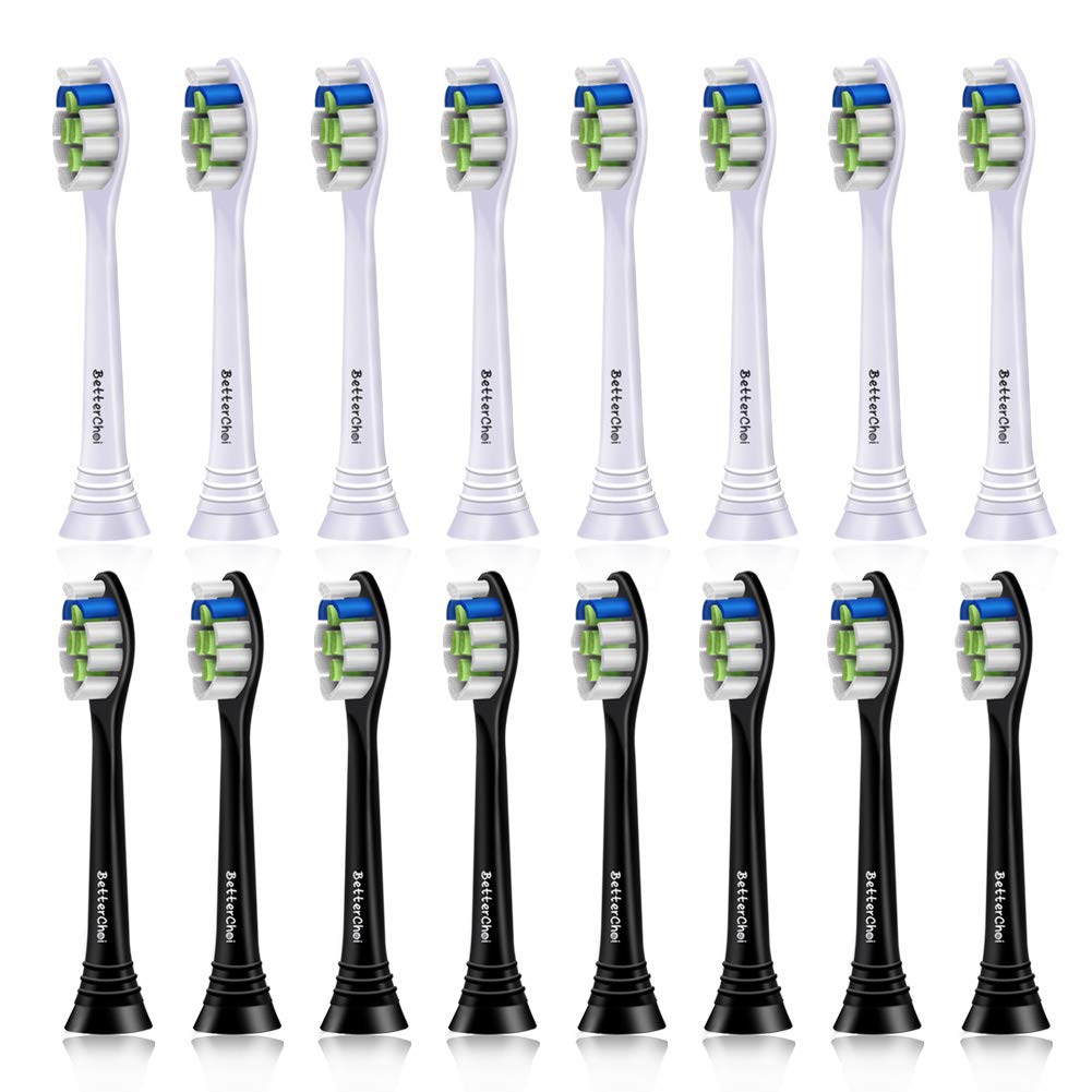 16 Pack Replacement Toothbrush Heads Compatible with Philips Sonicare Electric Toothbrush. 8er White, 8er Black. - BeesActive Australia