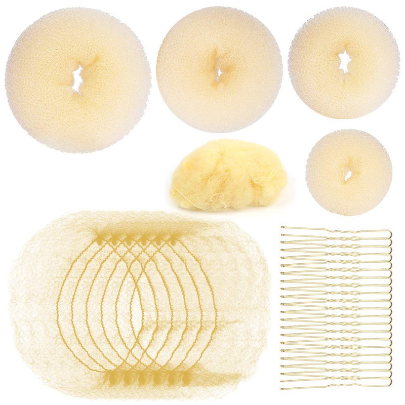 Teenitor Bun kit with 20pcs Blonde Girls Bun Net, 4pcs Hair Bun Maker and 20pcs U Shaped Hair Pins - BeesActive Australia