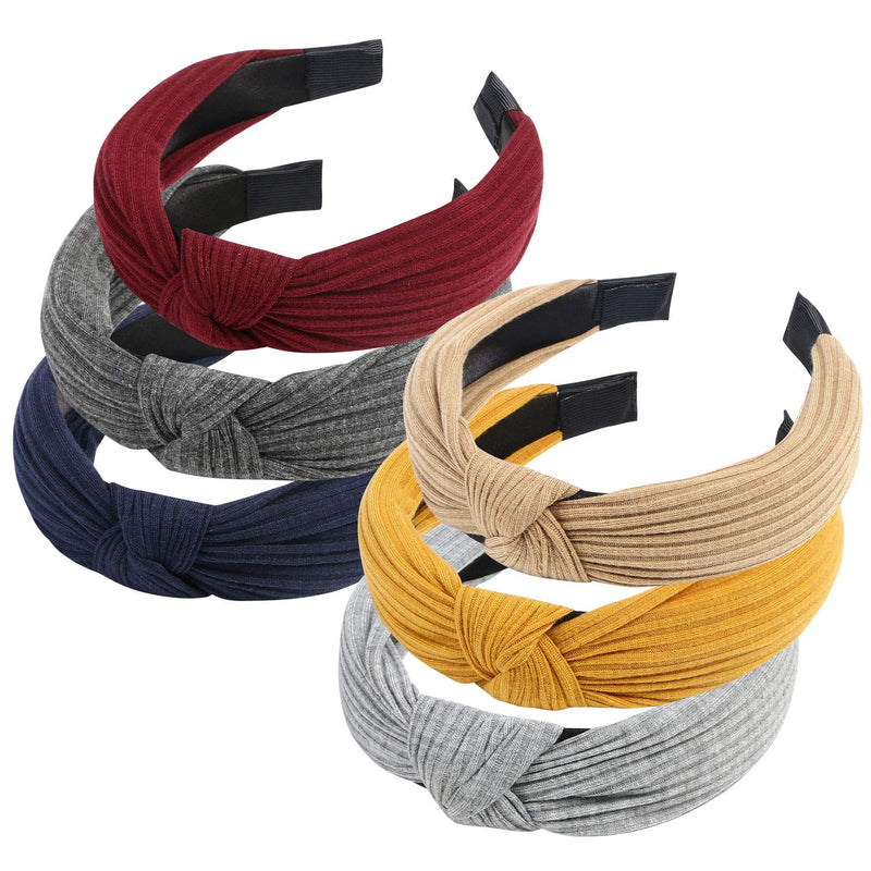 URAQT Headbands for Women, 6 Packs Fabric Hair Band, Wide Plain Headbands Elastic Head Wrap Cute Knot Hair Accessories for Women and Girls - BeesActive Australia