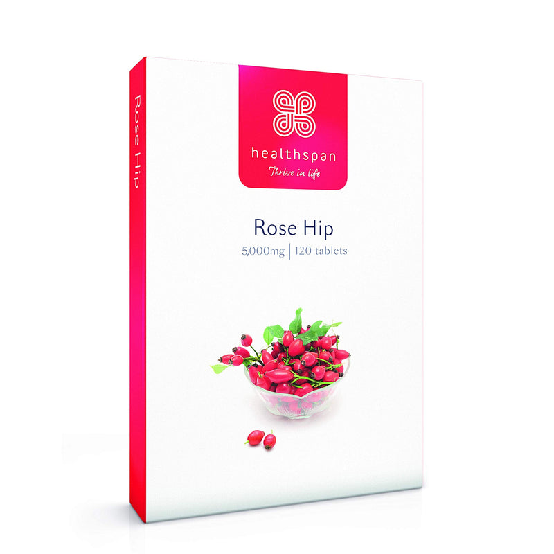Healthspan Rose Hip 5,000mg | 120 Tablets | Added Vitamin C | High in Flavonoids & Polyphenols | Superfruit | Nutritious Fatty Oils | Vegan - BeesActive Australia