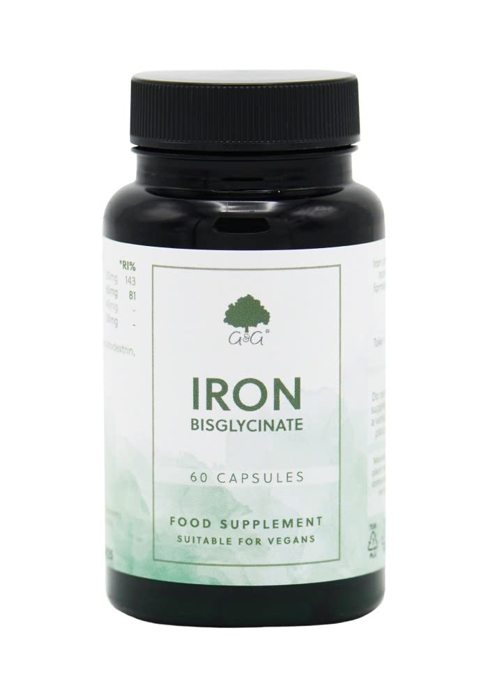 G&G Vitamins Iron (bisglycinate) 20mg - 60 Vegan Capsules - Chelated Iron with Vitamin C - BeesActive Australia